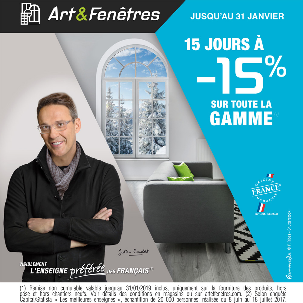 15 jours à -15% sur toute la gamme Art & Fenêtres au Store Niortais !
