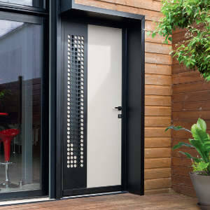 Porte d'entrée contemporaine cadre Noir Ligne Luma B au Store Niortais